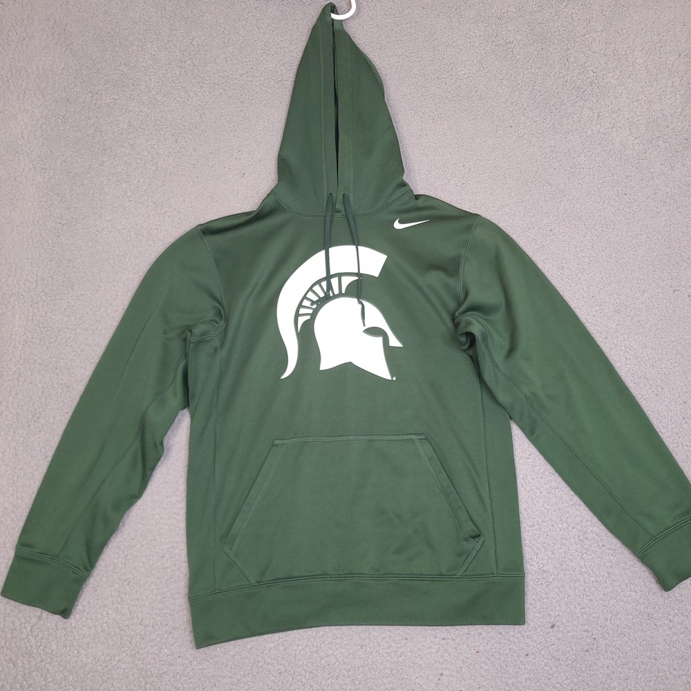 Nike Michigan State Spartans Hoodie Mens Small Green Therma-Fit Authentic NCAA